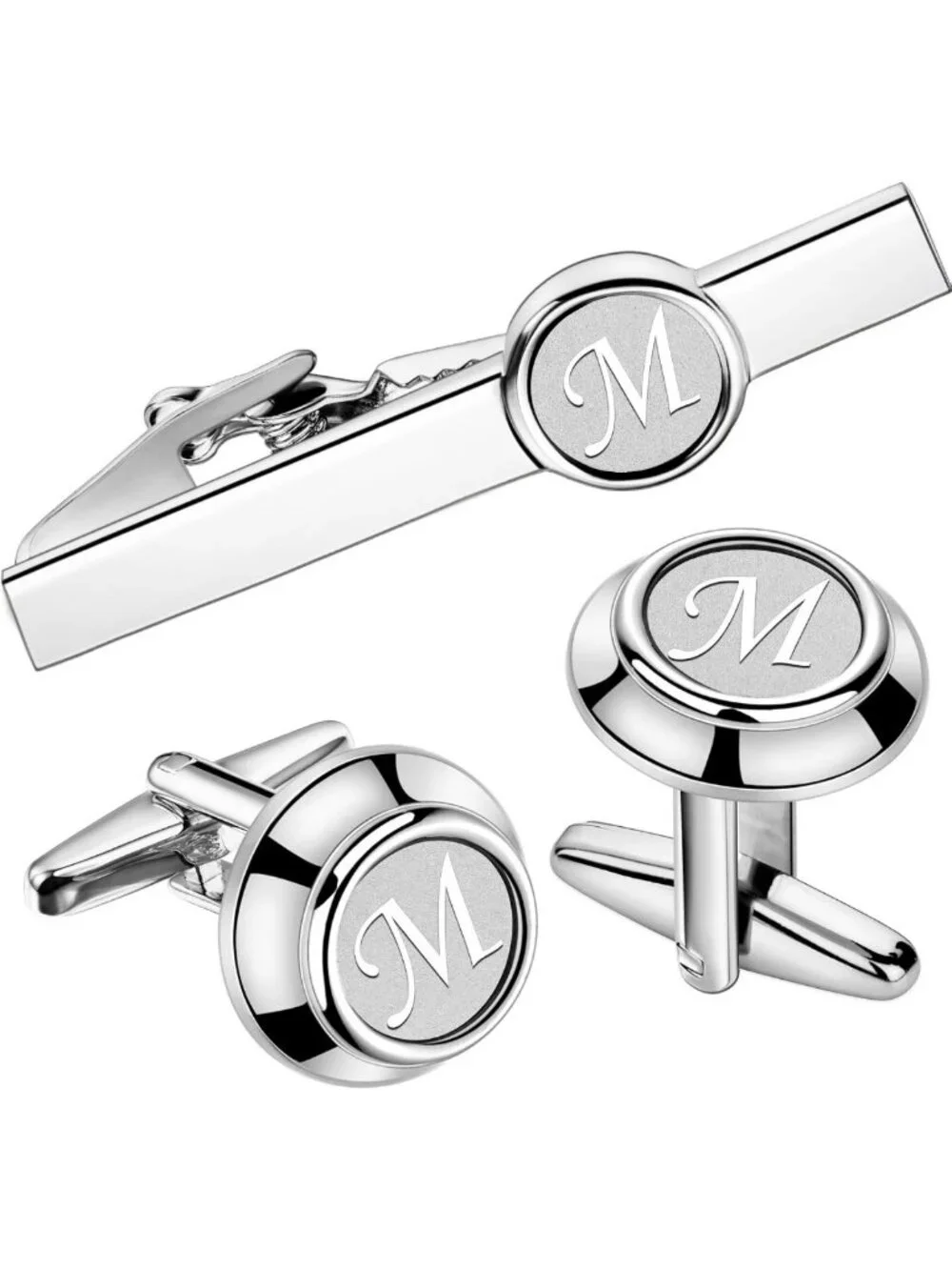 Personalized Initial Tie Clip & Cufflinks Set for Men | Wedding, Business